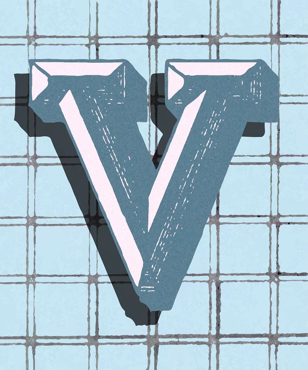 Capital letter V vintage typography style