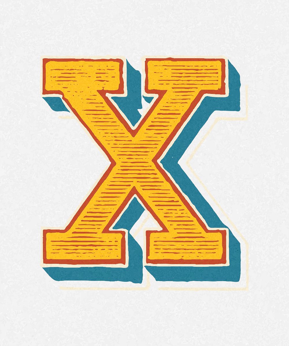 Capital letter X vintage typography style