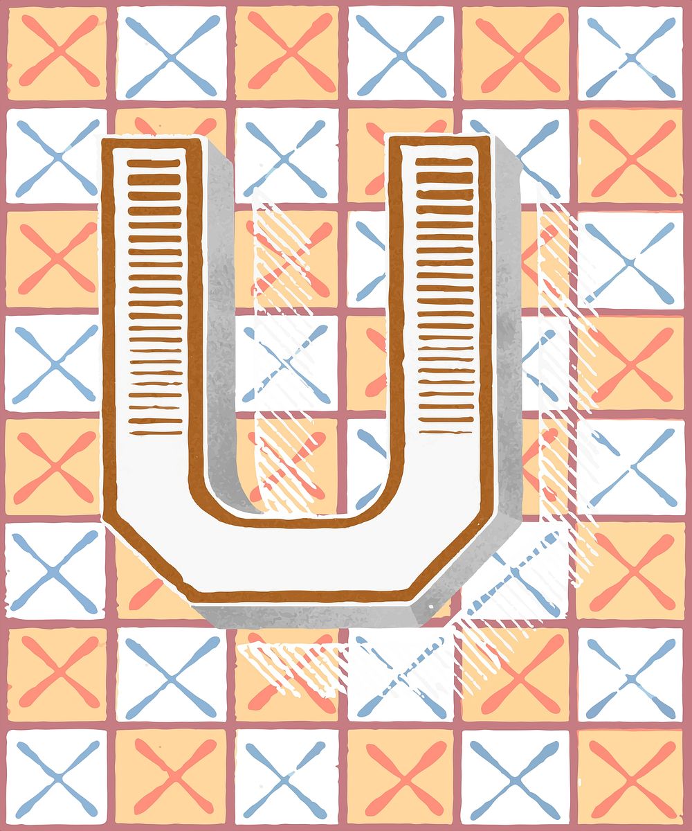 Capital letter U vintage typography style