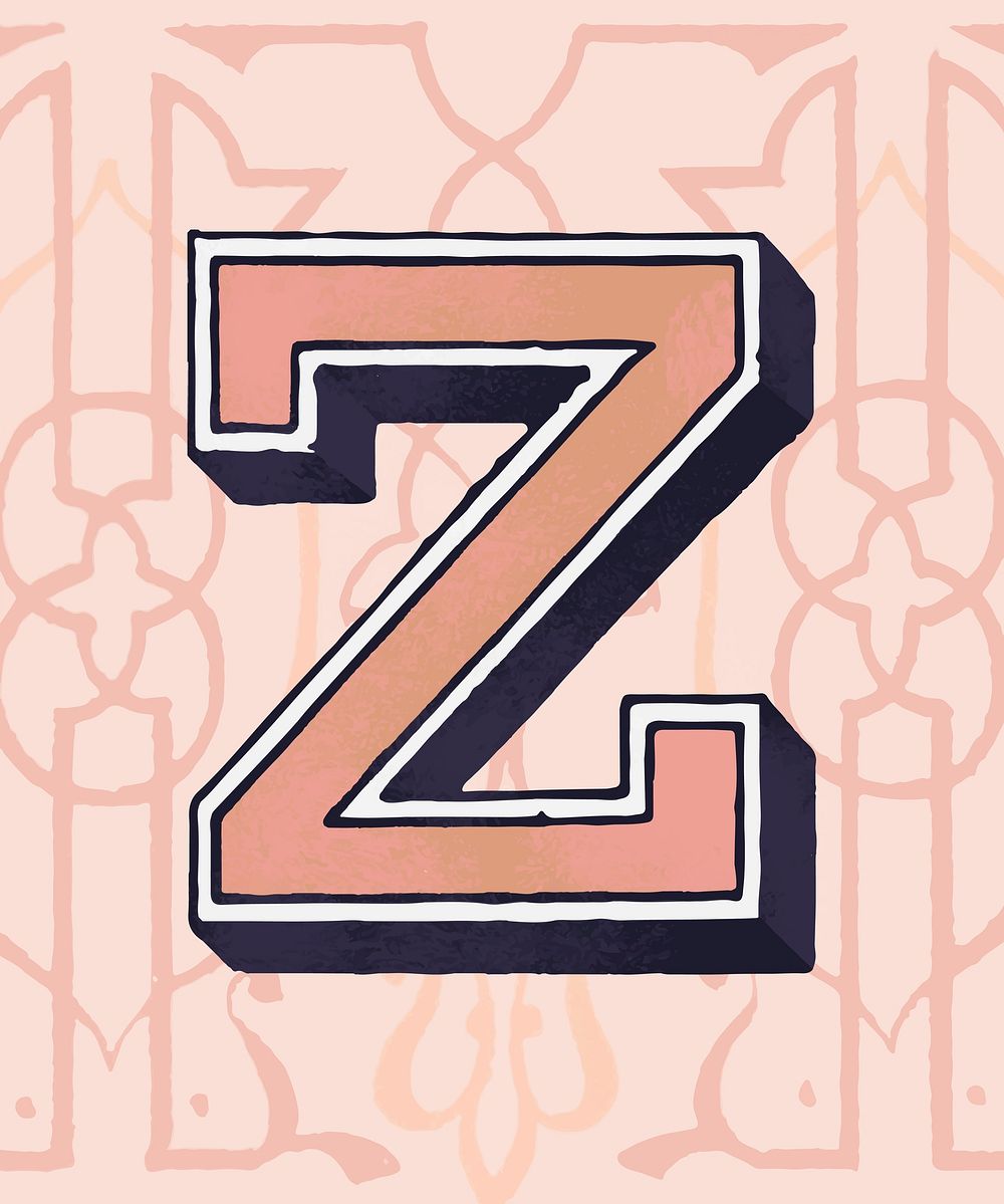 Capital letter Z vintage typography style