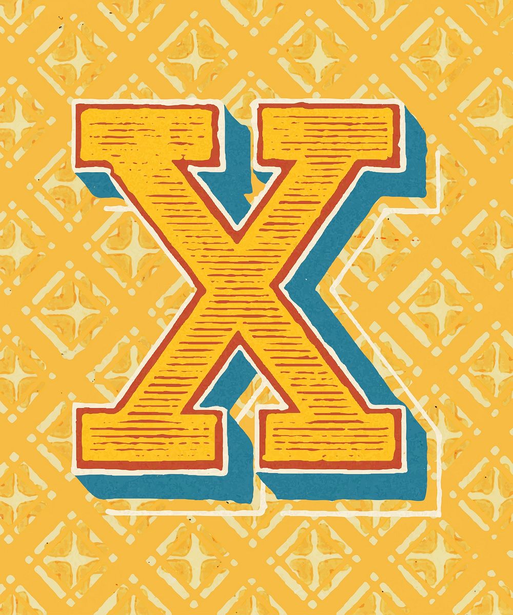 Capital letter X vintage typography style