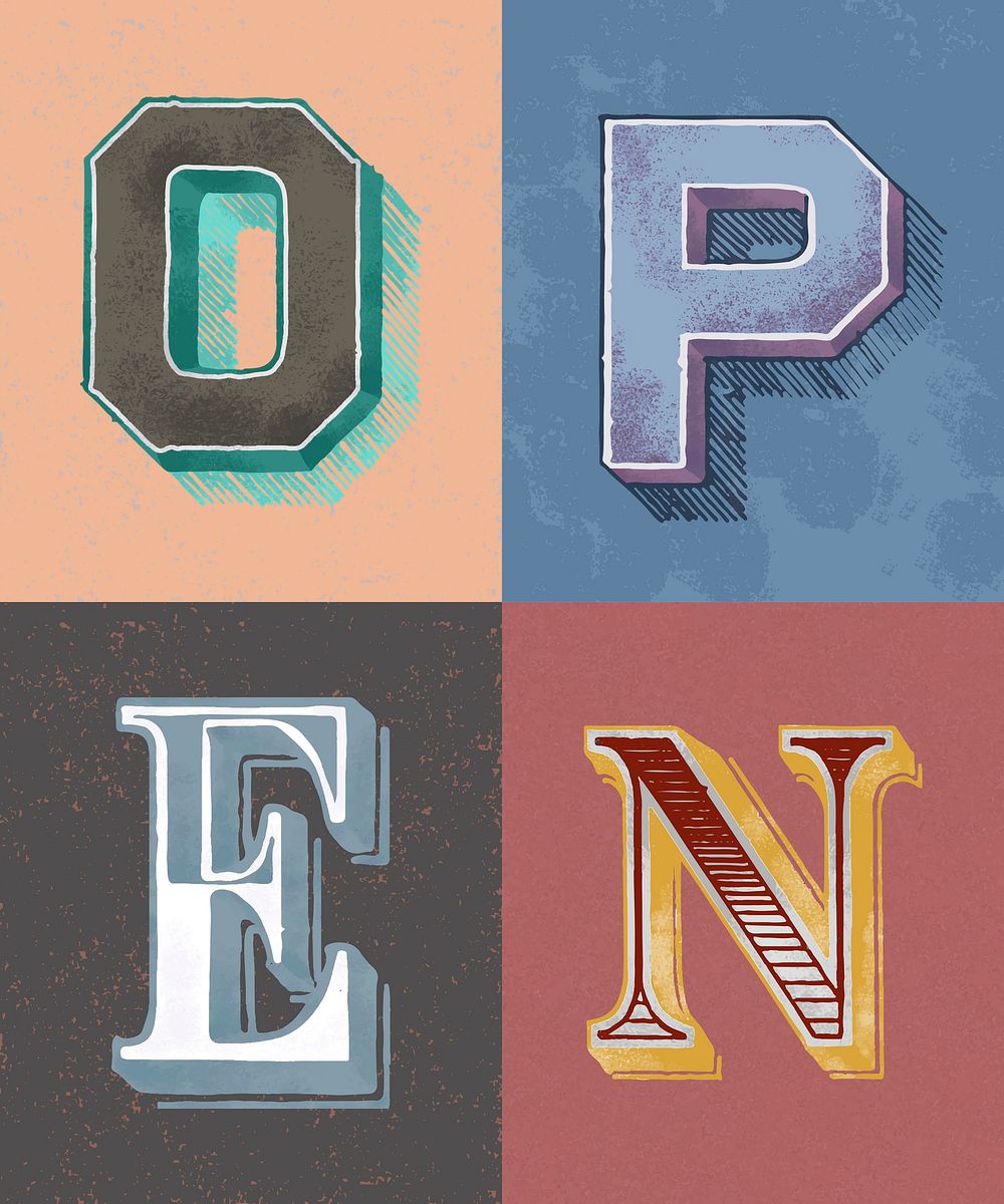 Open word vintage typography style