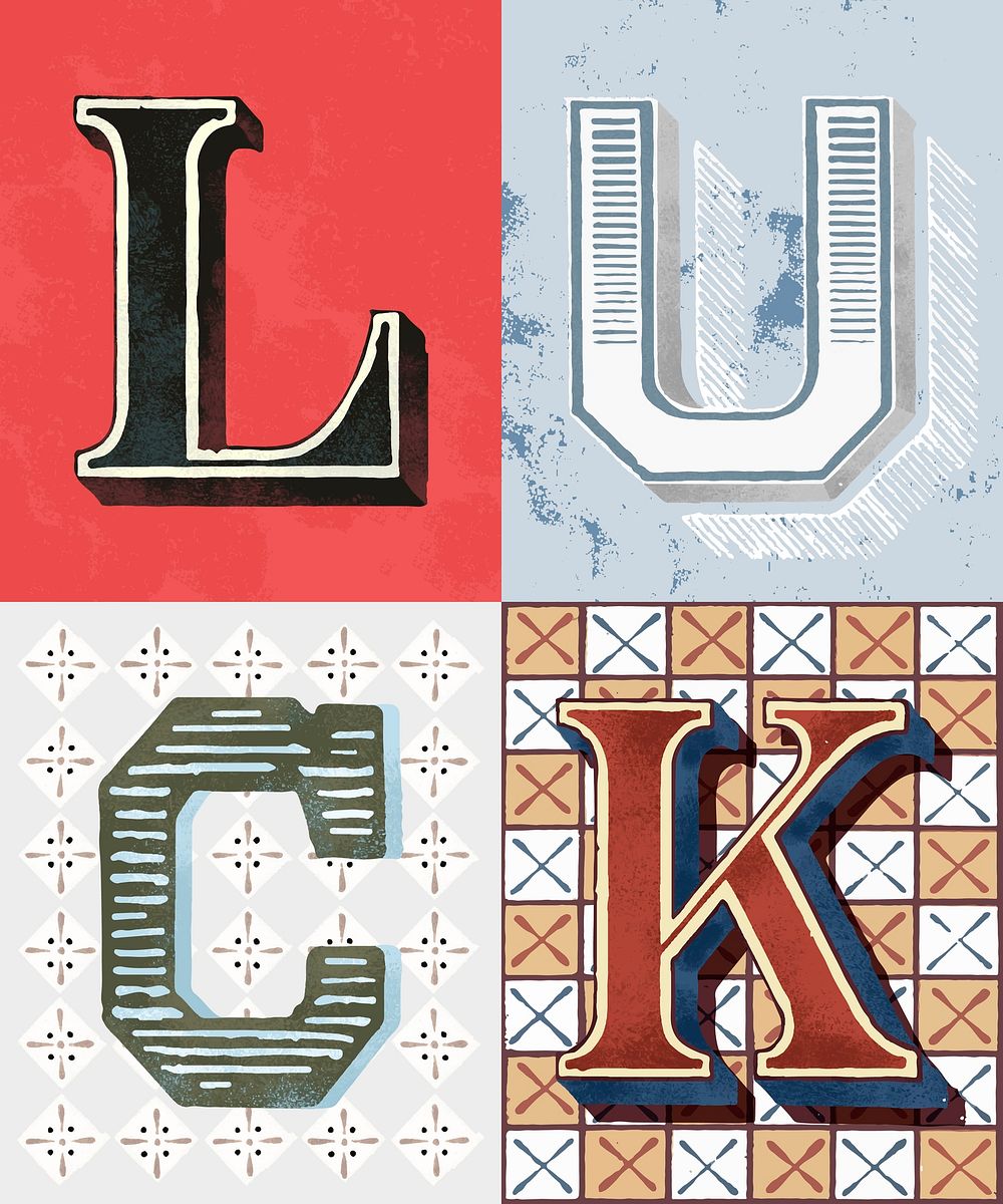Luck word vintage typography style