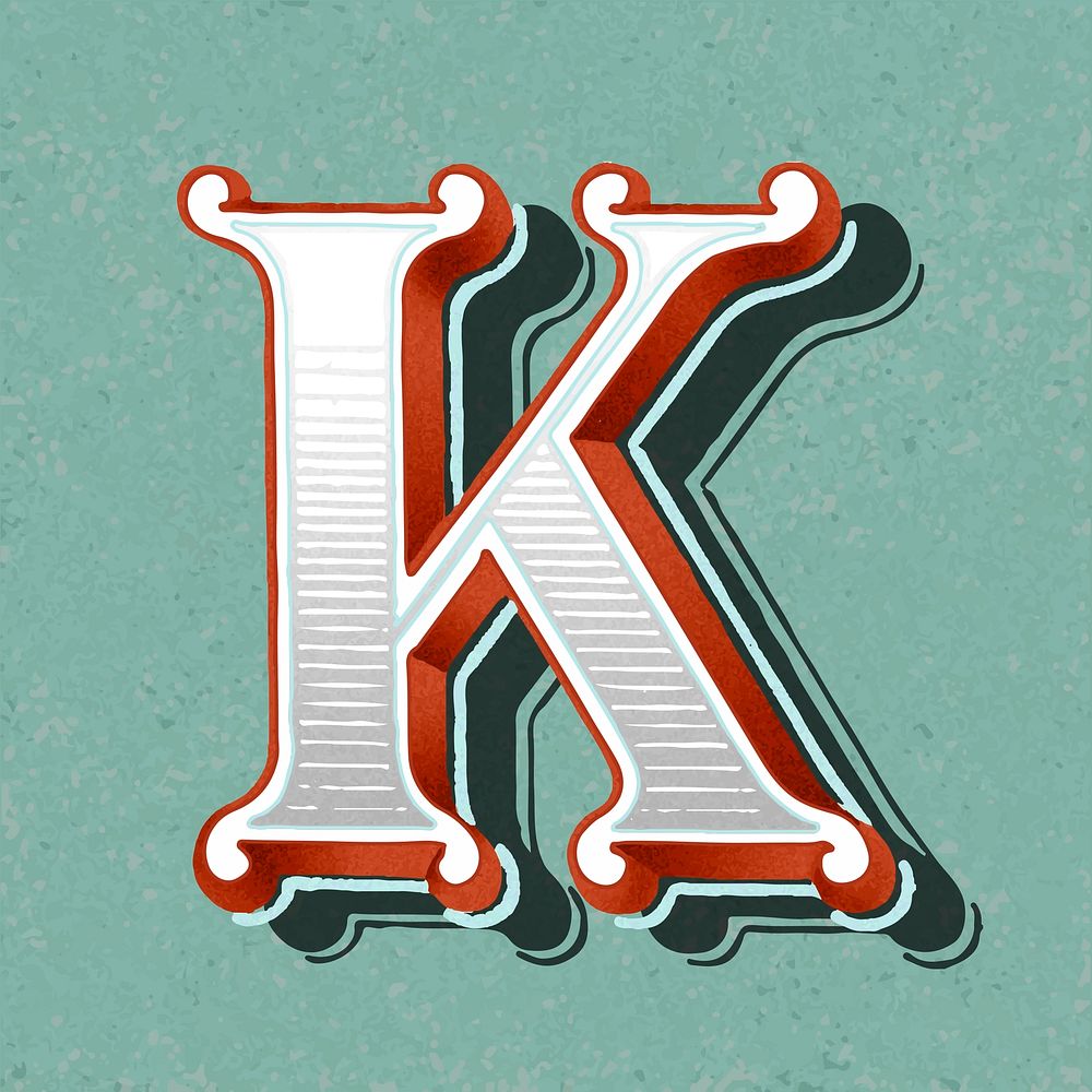 Capital letter K vintage typography | Free Vector - rawpixel