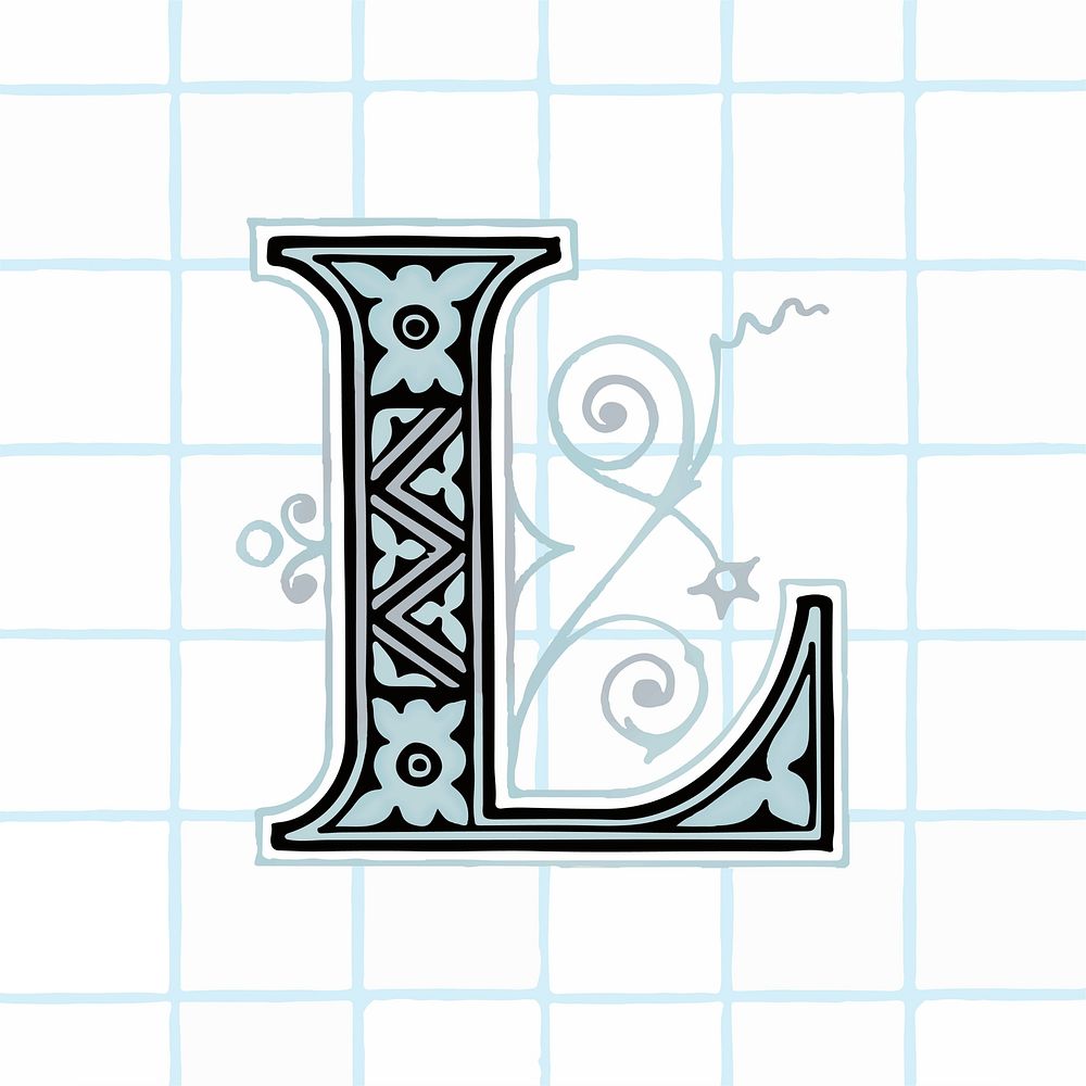 Capital letter L vintage typography style