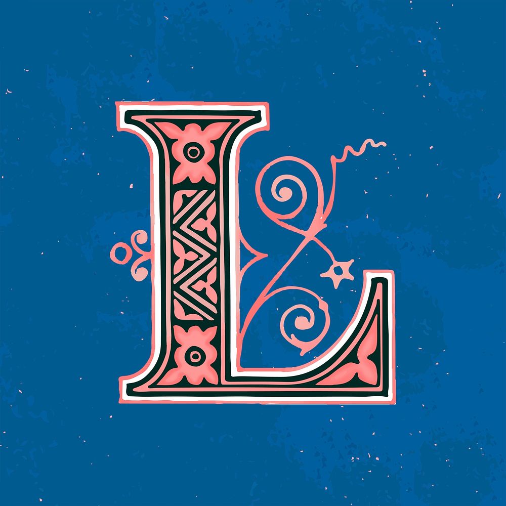 Capital letter L vintage typography style