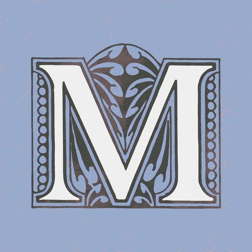 Capital letter M vintage typography style