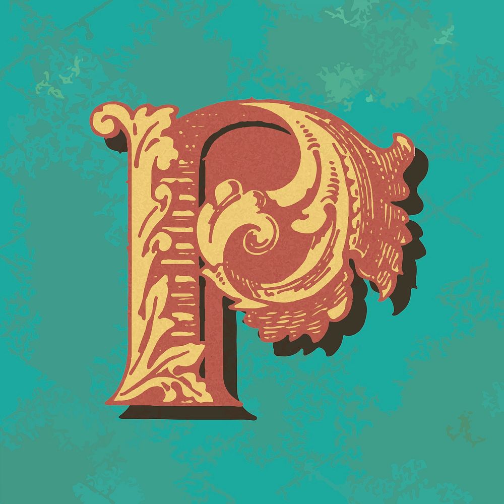 Capital letter P vintage typography style