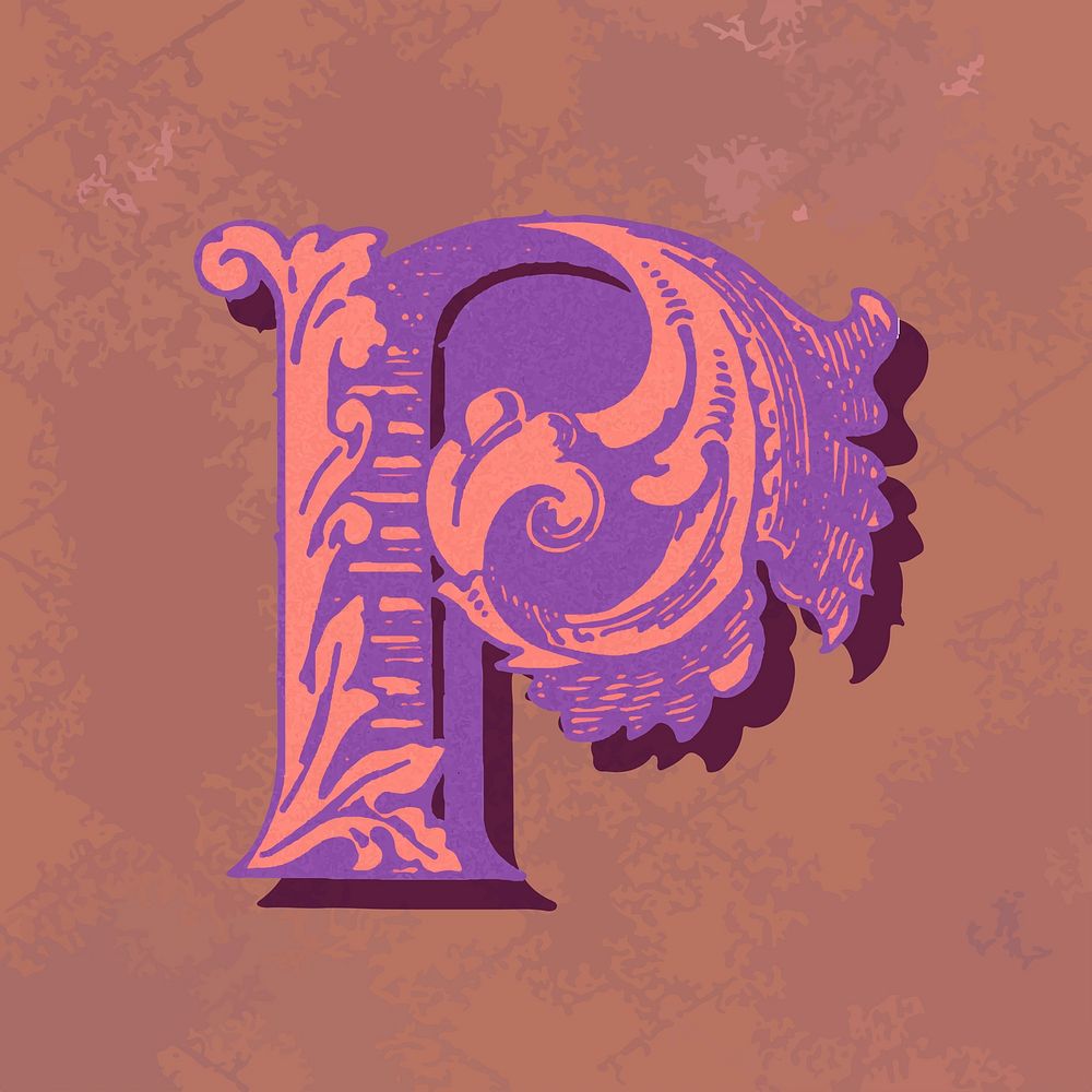 Capital letter P vintage typography style