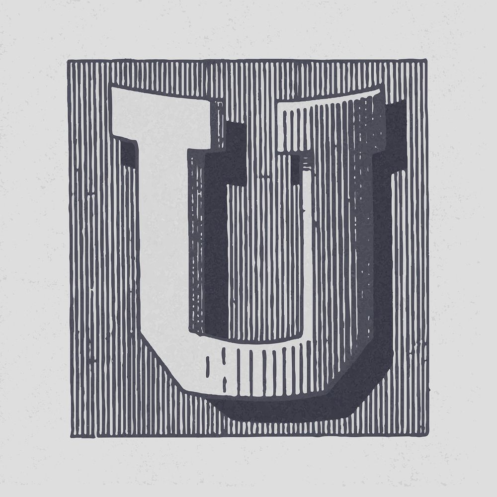 Capital letter U vintage typography style