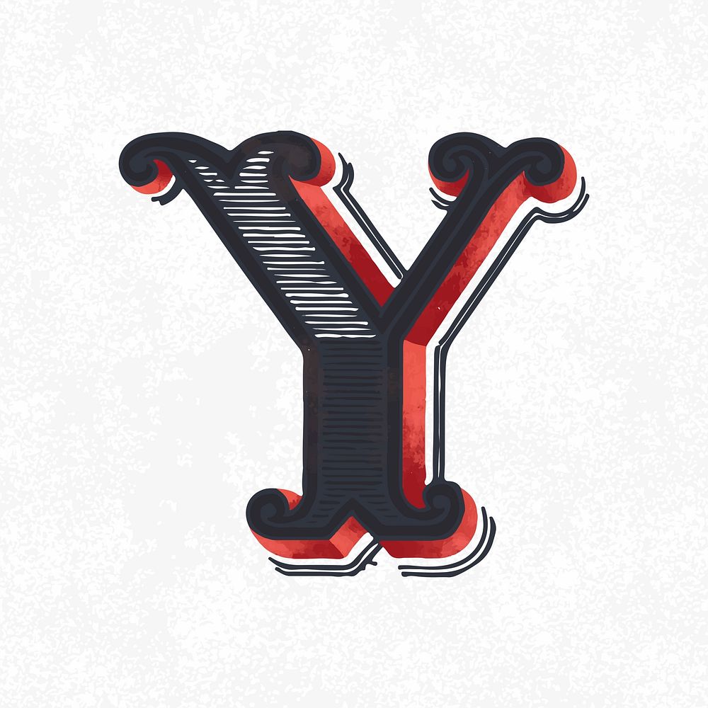 Capital letter Y vintage typography style