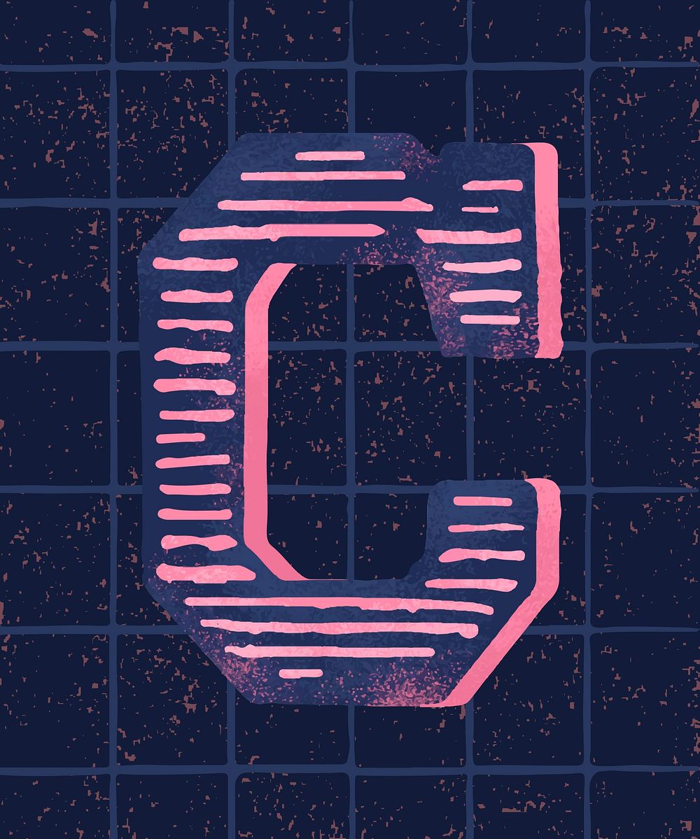 Capital letter C vintage typography style