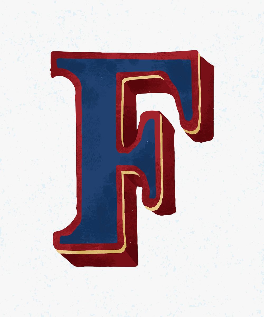 Capital letter F vintage typography style