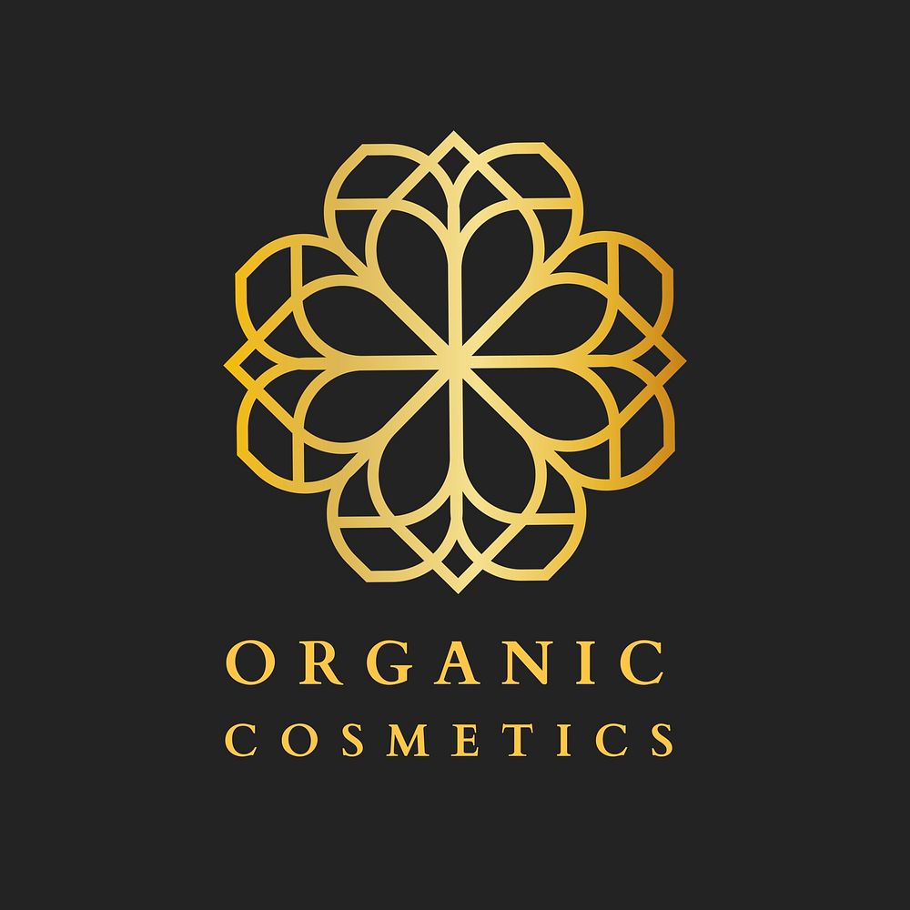 Beauty cosmetic spa logo, gold luxury design for health & wellness business psd