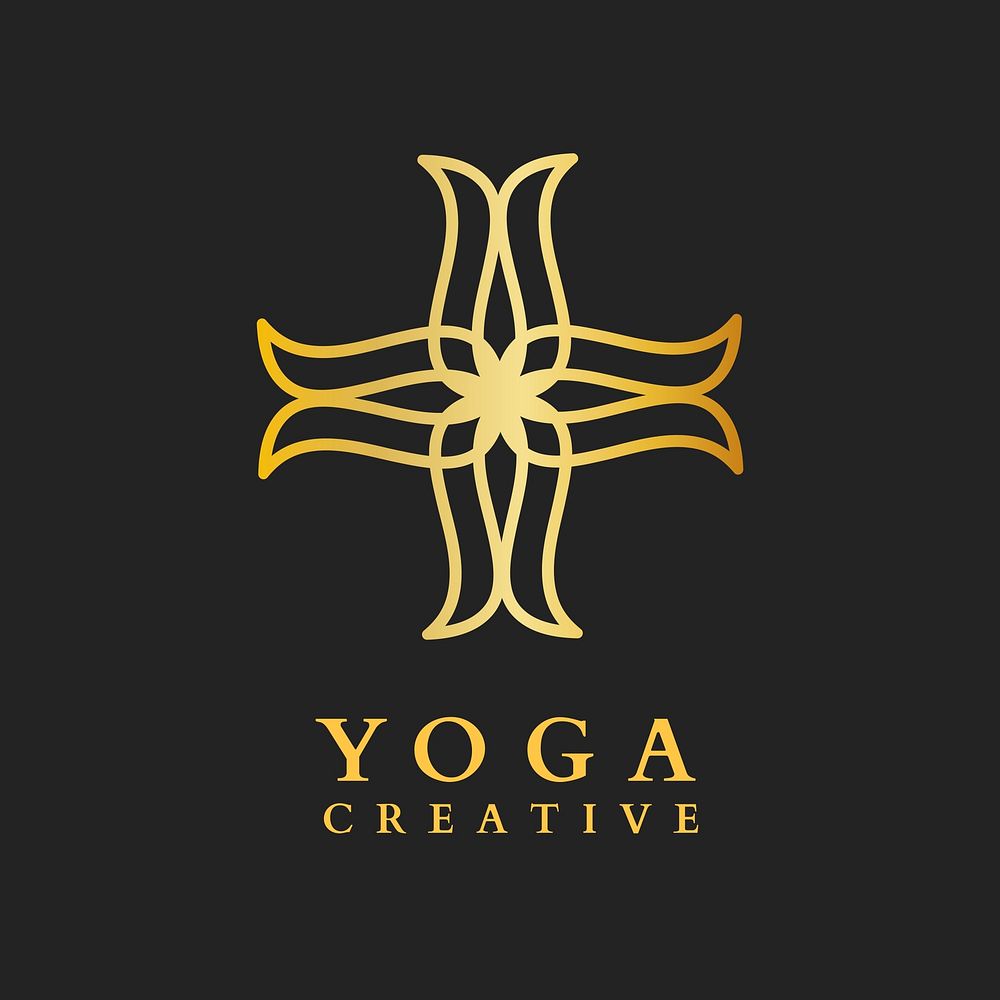 Wellness yoga gold logo template, creative modern design vector