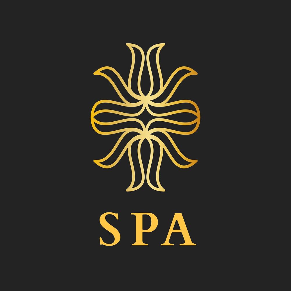 Health spa gold logo template, modern creative design vector