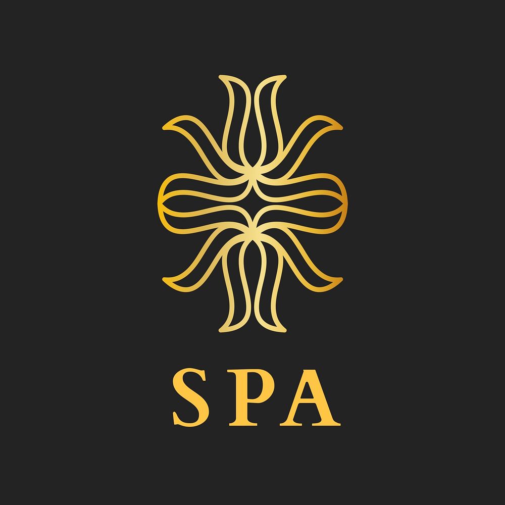 Health spa gold logo template, modern creative design psd