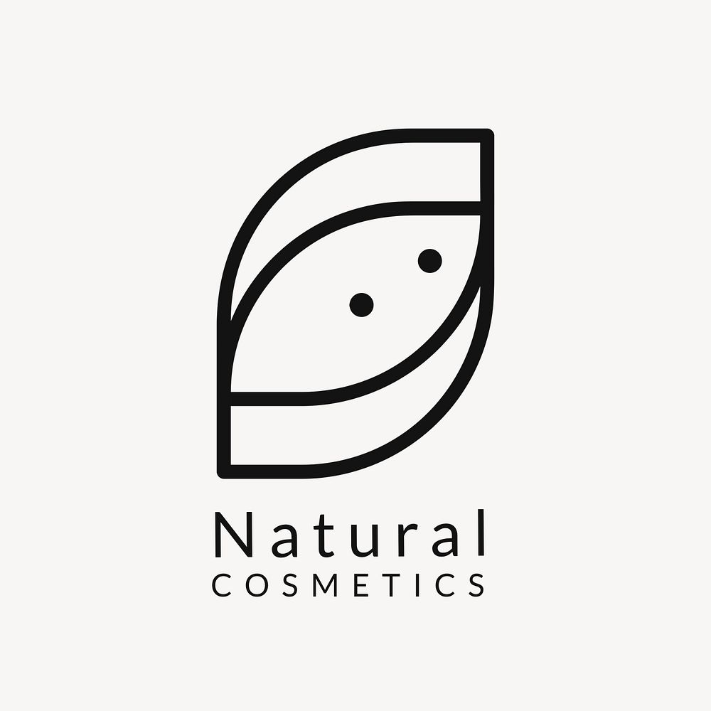 Natural cosmetics leaf logo template, modern creative design psd