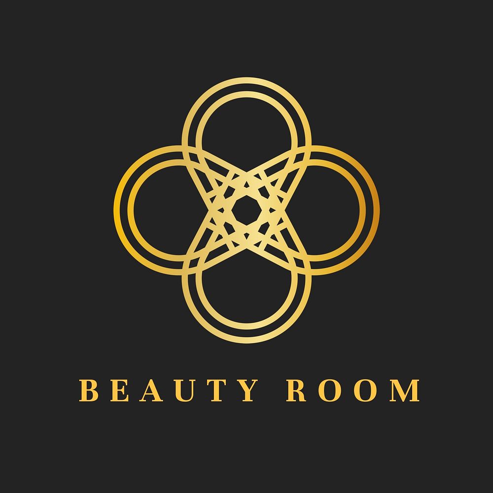 Beauty business logo template, gold luxury design psd