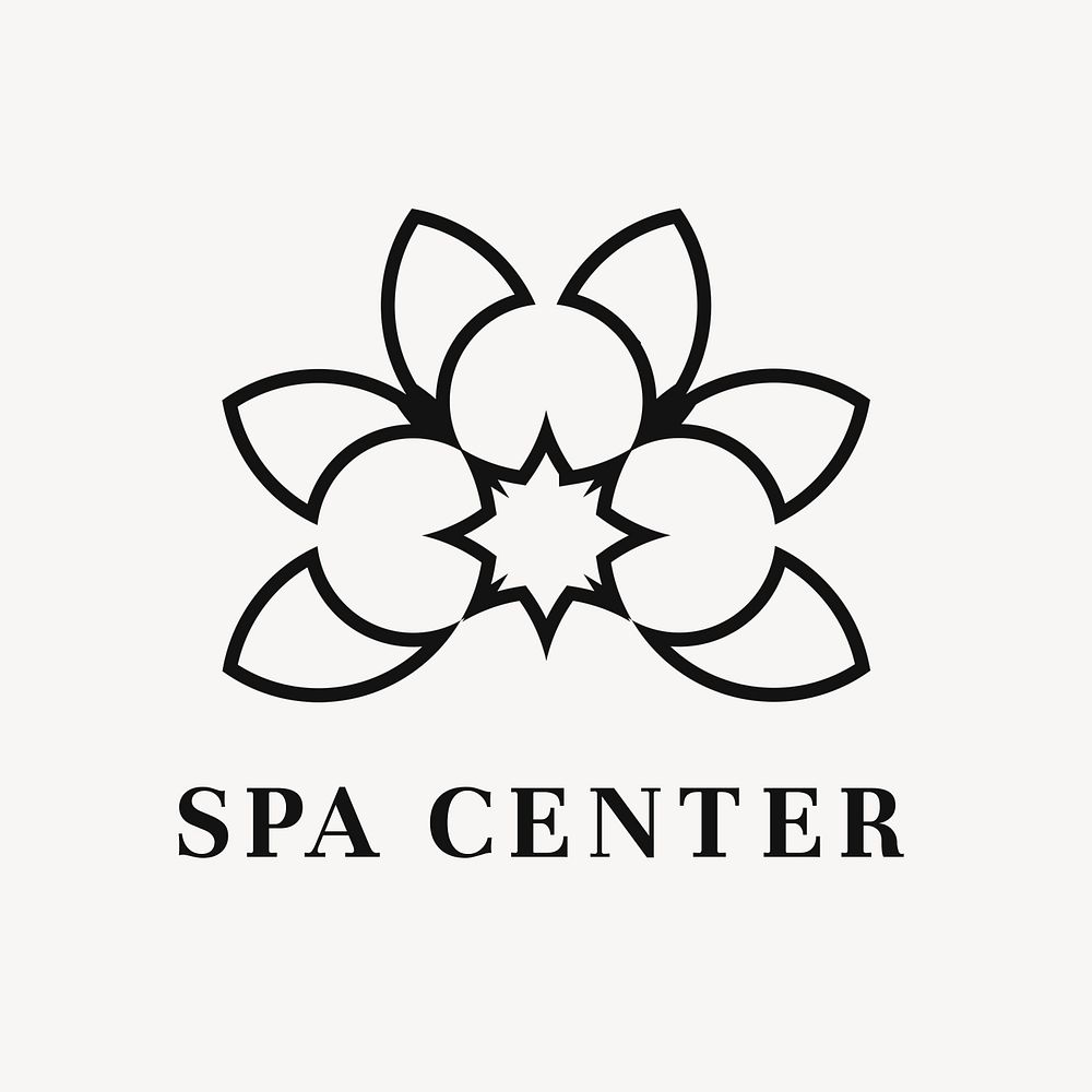 Spa center flower logo template, modern creative design psd