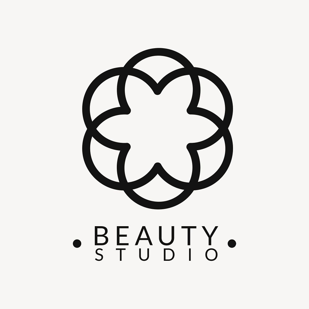 Flower business logo template, beauty cosmetic business psd