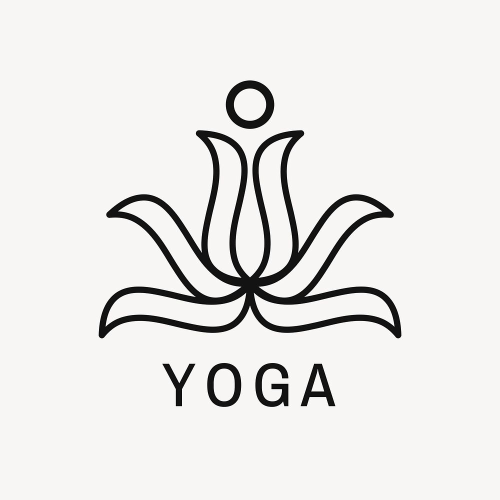 Yoga flower logo template, wellness modern design psd