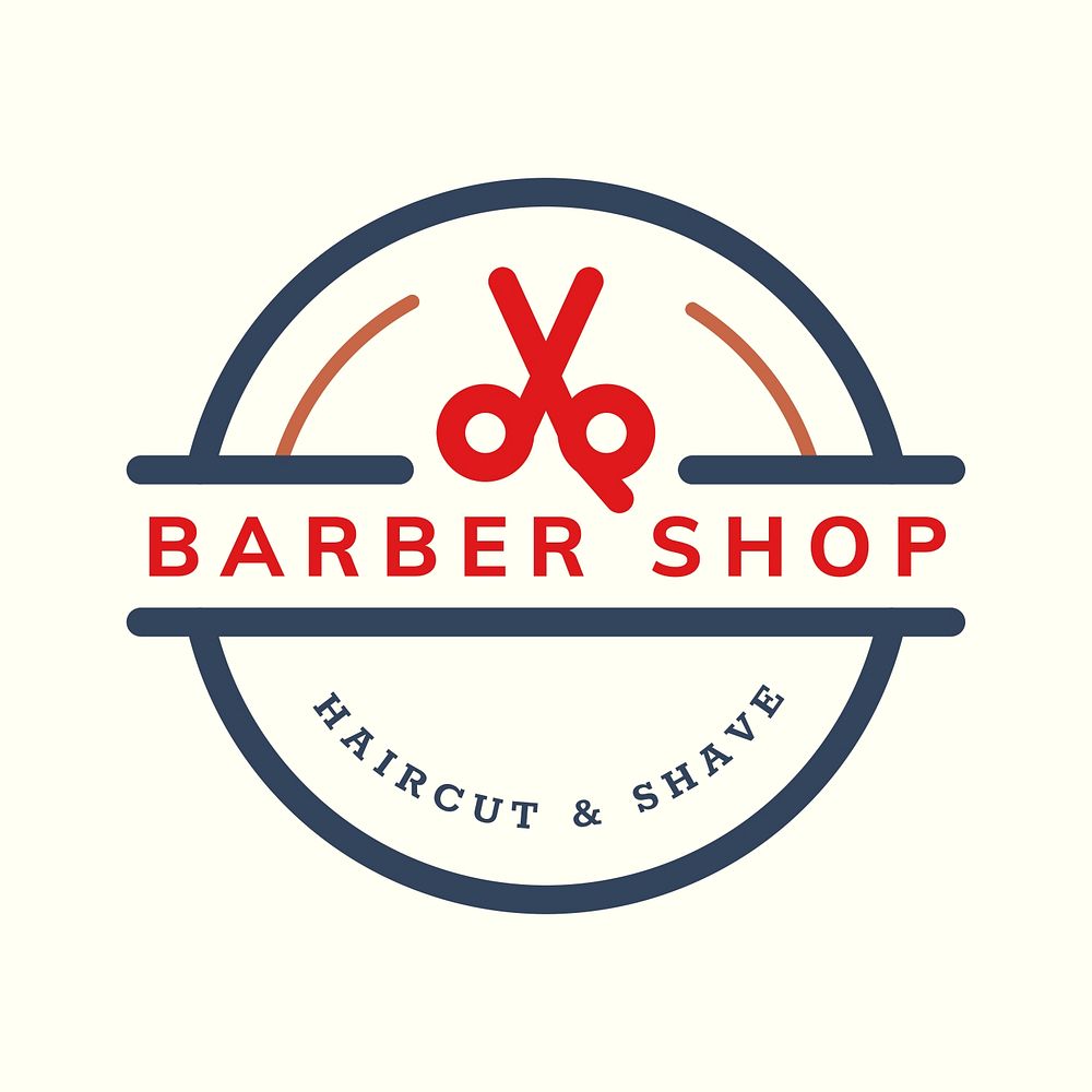 Barber shop logo business template for retro beauty branding design psd