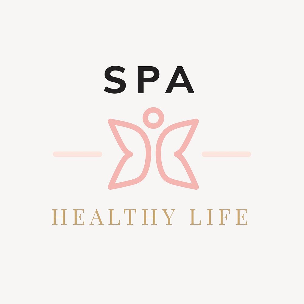 Spa logo template, butterfly illustration for health & wellness business psd