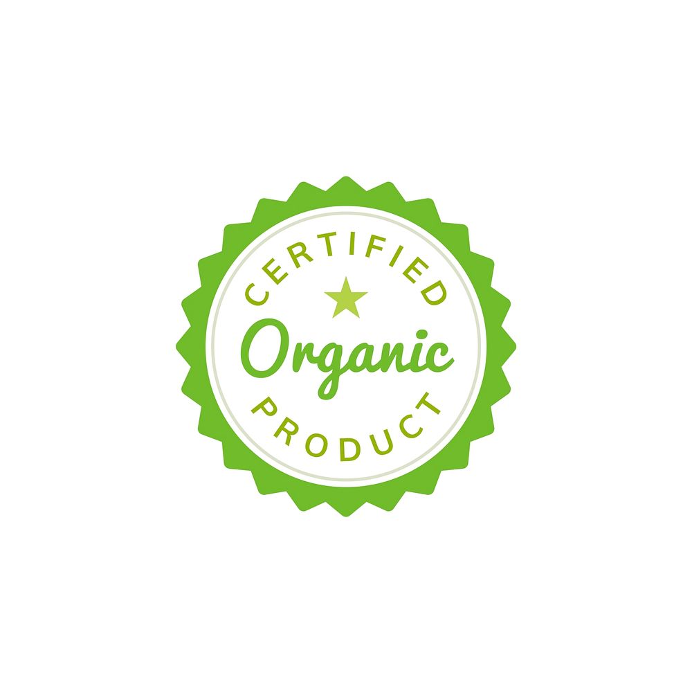 Certified organic product stamp emblem illustration