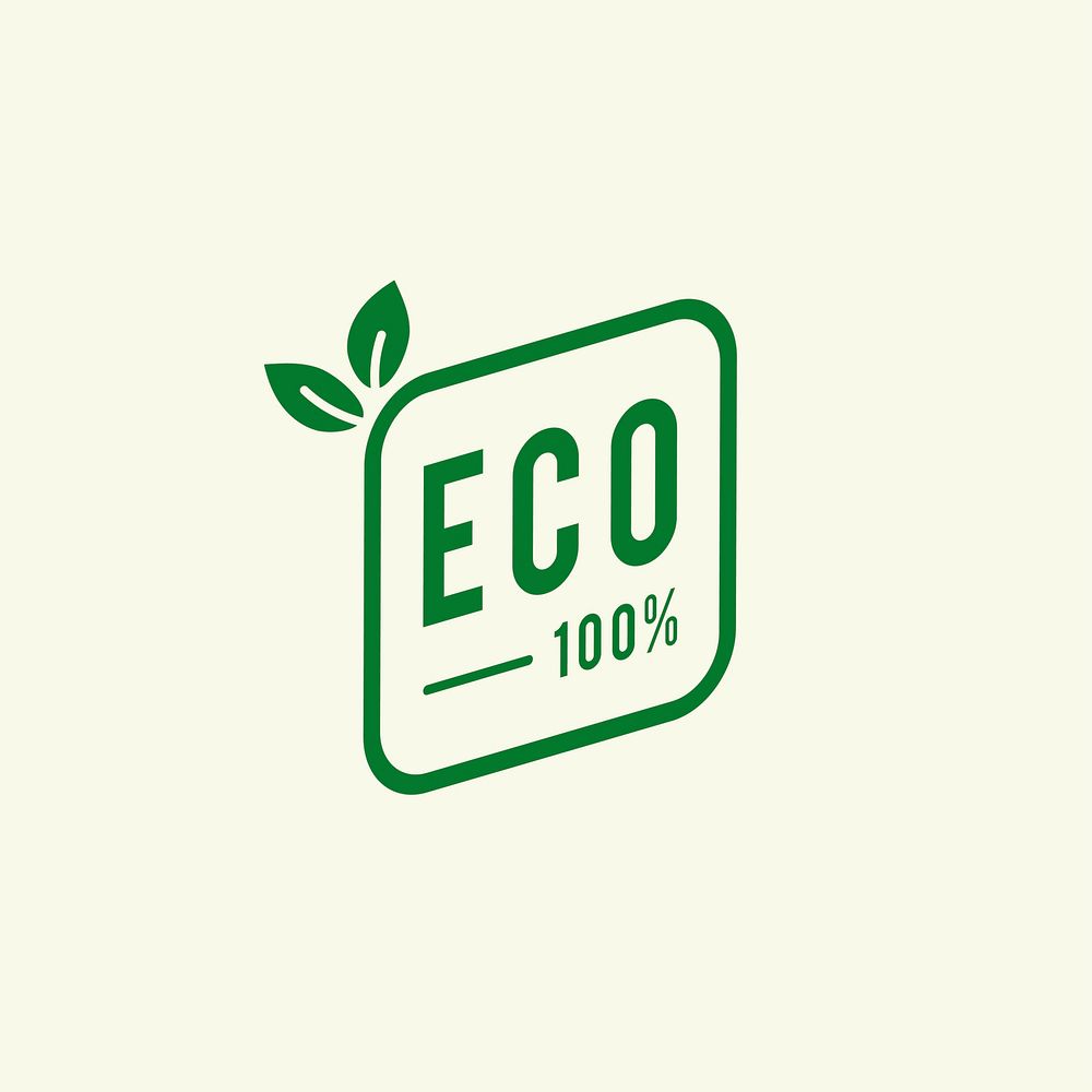 Eco 100 percent badge emblem illustration