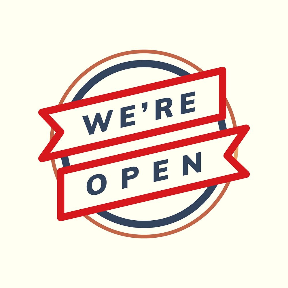 We're open logo editable shop badge sticker design text vector