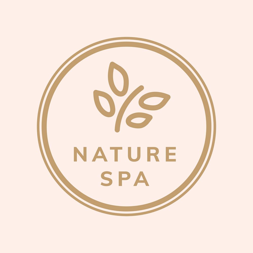 Beauty spa logo template, nature leaf creative design psd