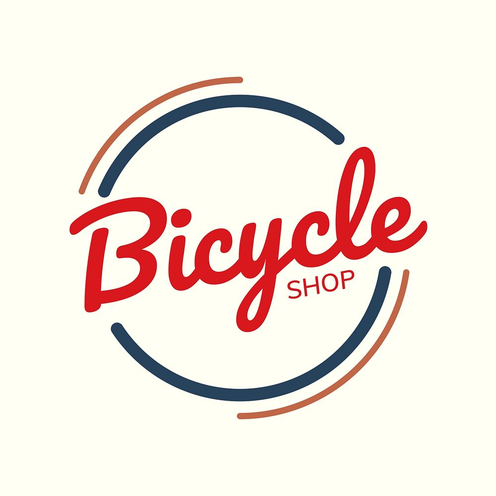 Bicycle shop logo business template for retro branding design psd