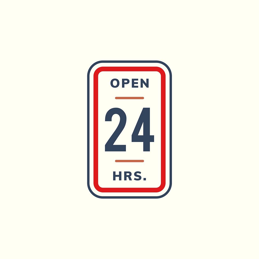 Open 24 hours banner sign illustration