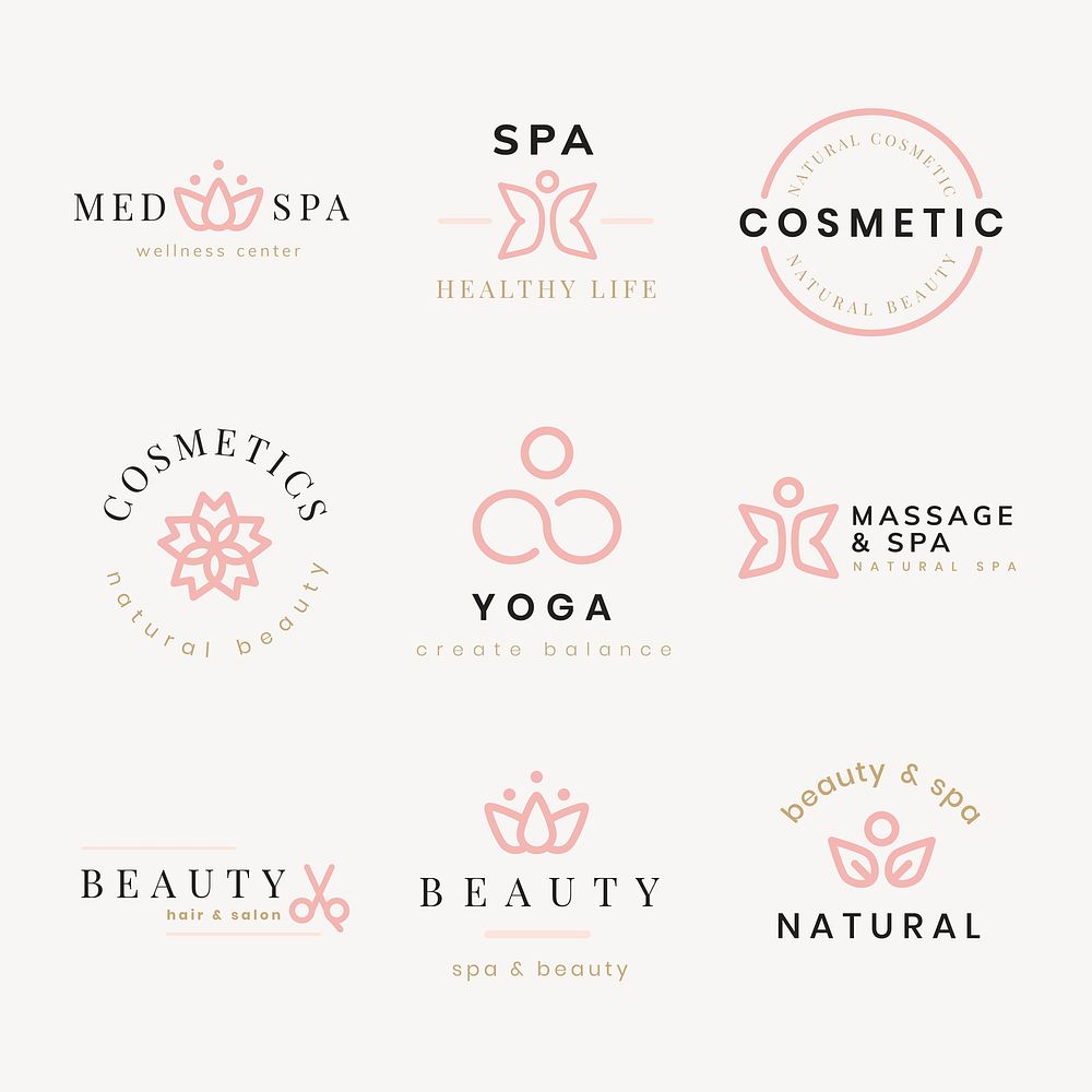 Beauty spa logo, creative modern design vector set