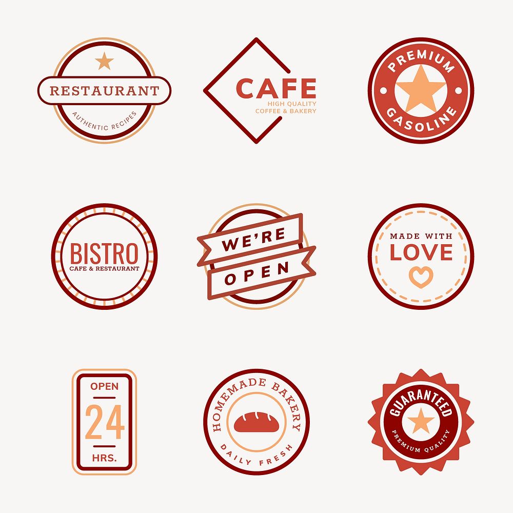 Business logo editable template professional retro branding design vector set