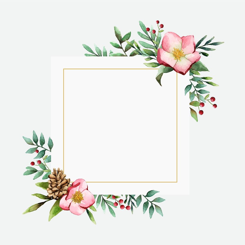 Hellebore flower frame painted by watercolor vector