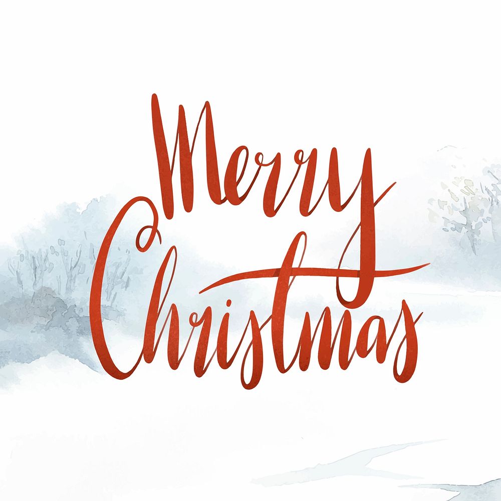 Merry Christmas watercolor typography vector