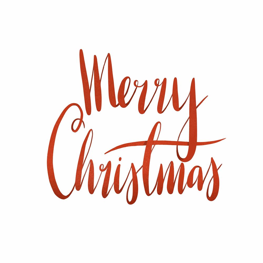 Merry Christmas watercolor typography vector | Free Vector - rawpixel