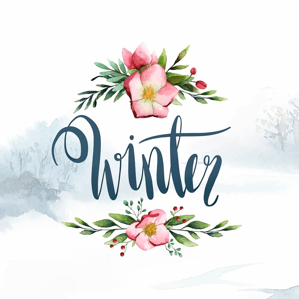 Winter watercolor calligraphy typography vector