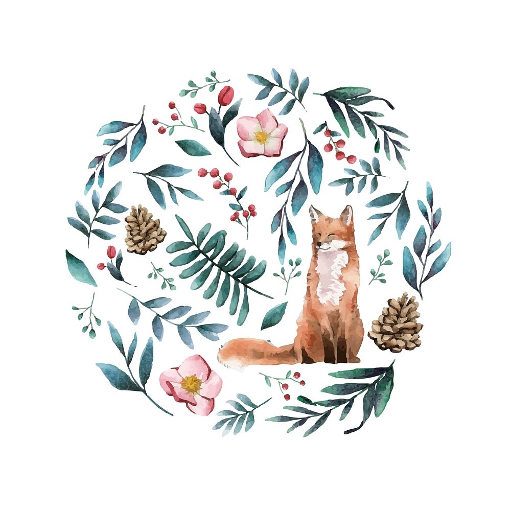 Fox in nature painted by watercolor | Premium Vector - rawpixel