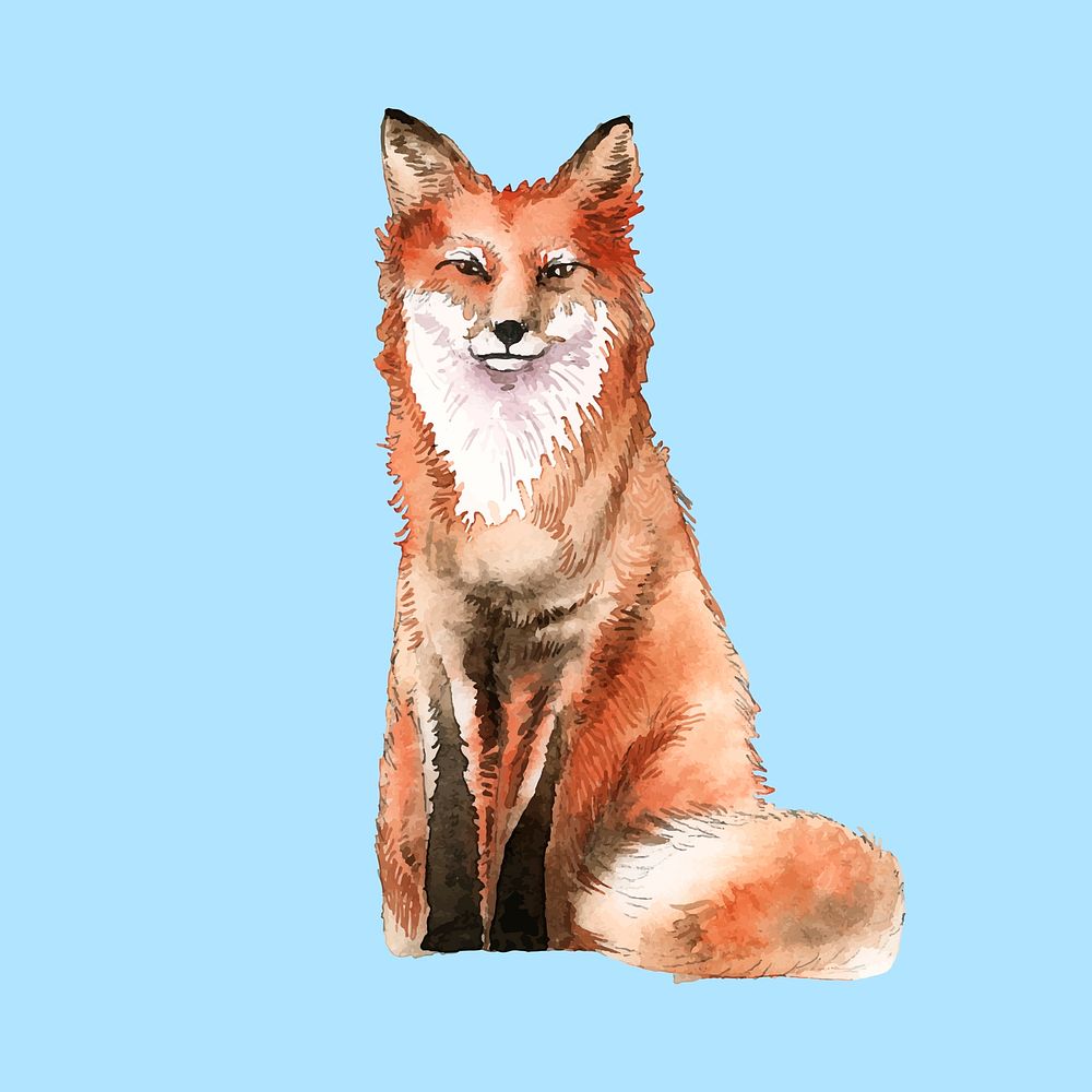 Hand-drawn fox watercolor style