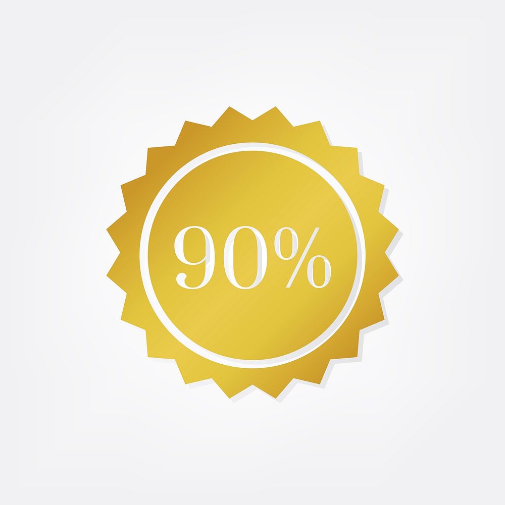 Gold 90% shop sale promotion advertisement badge vector
