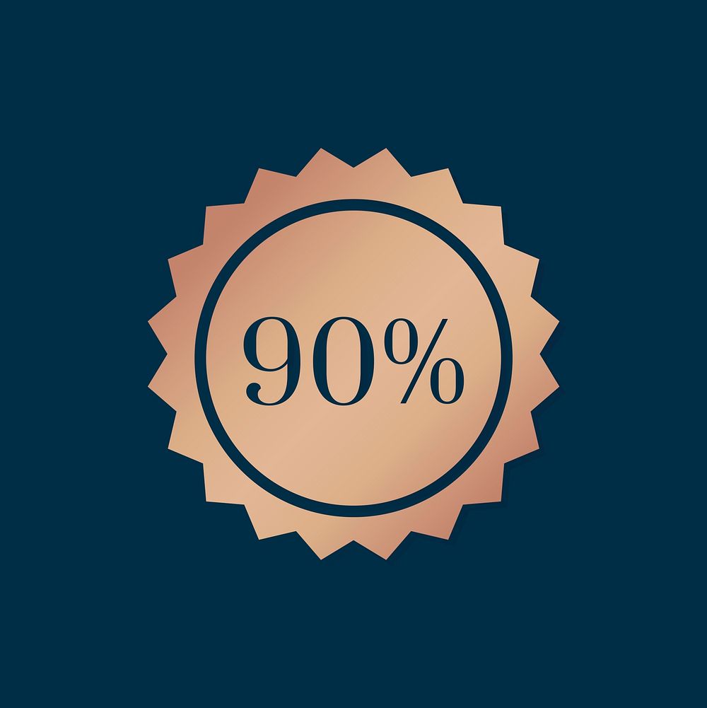 90% sale promotion advertisement badge vector