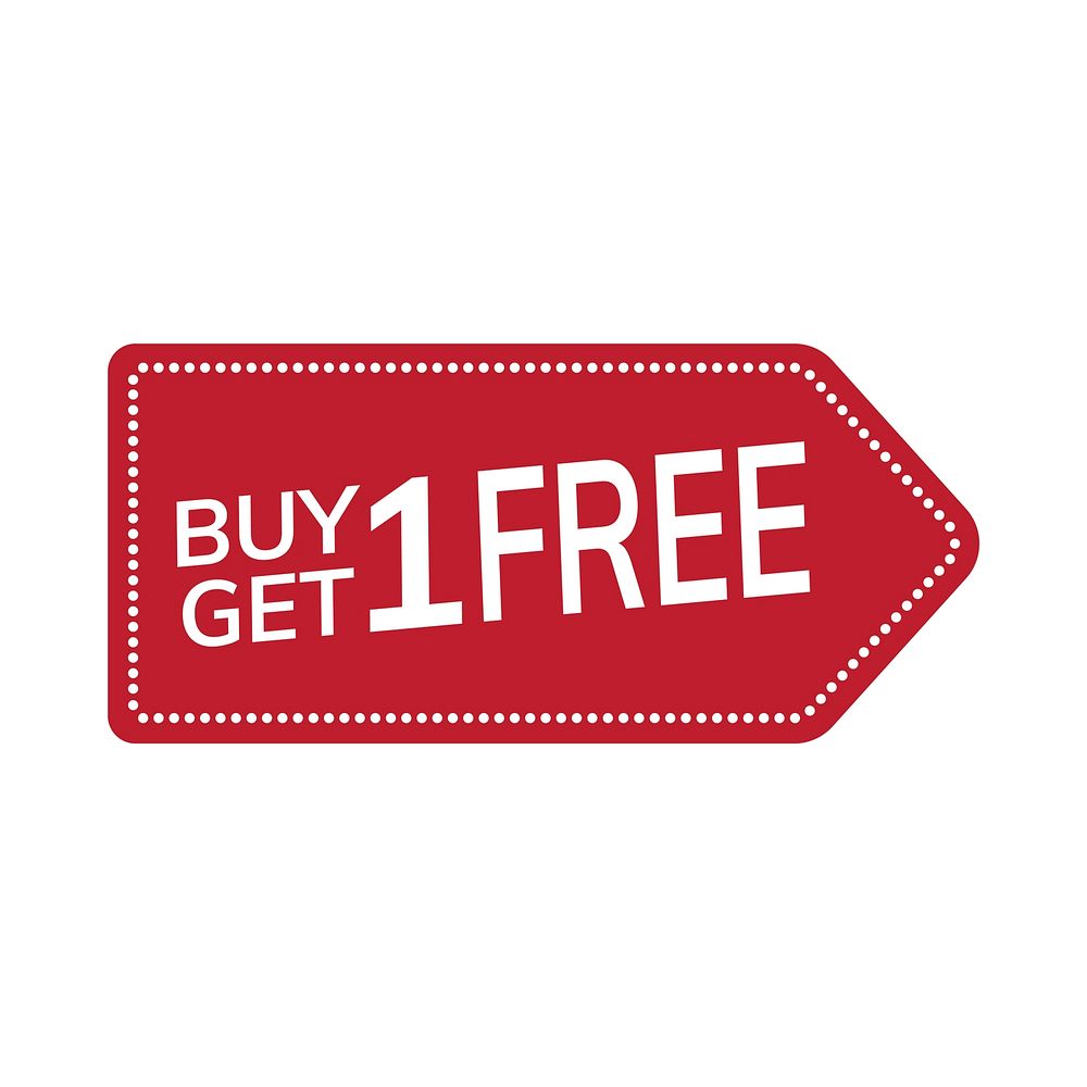Buy one get one free promotional tag vector