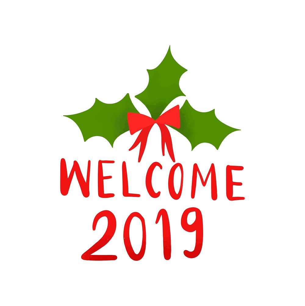 Welcome 2019 typography vector in red