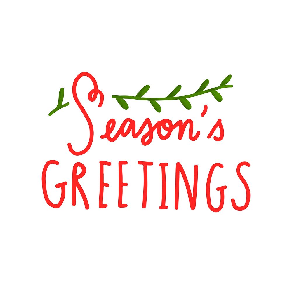 Season's greetings typography vector in red