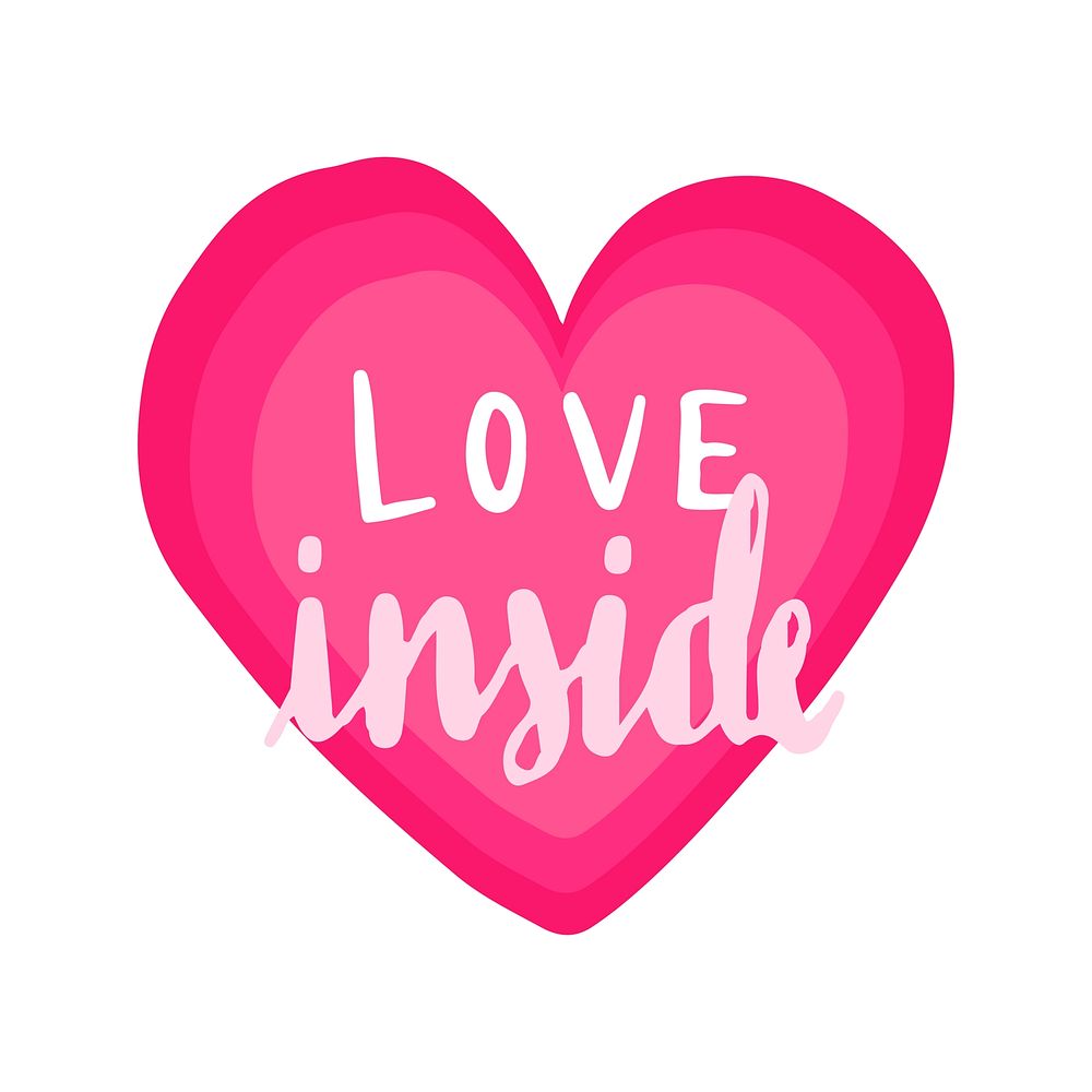 Love inside typography vector in a heart