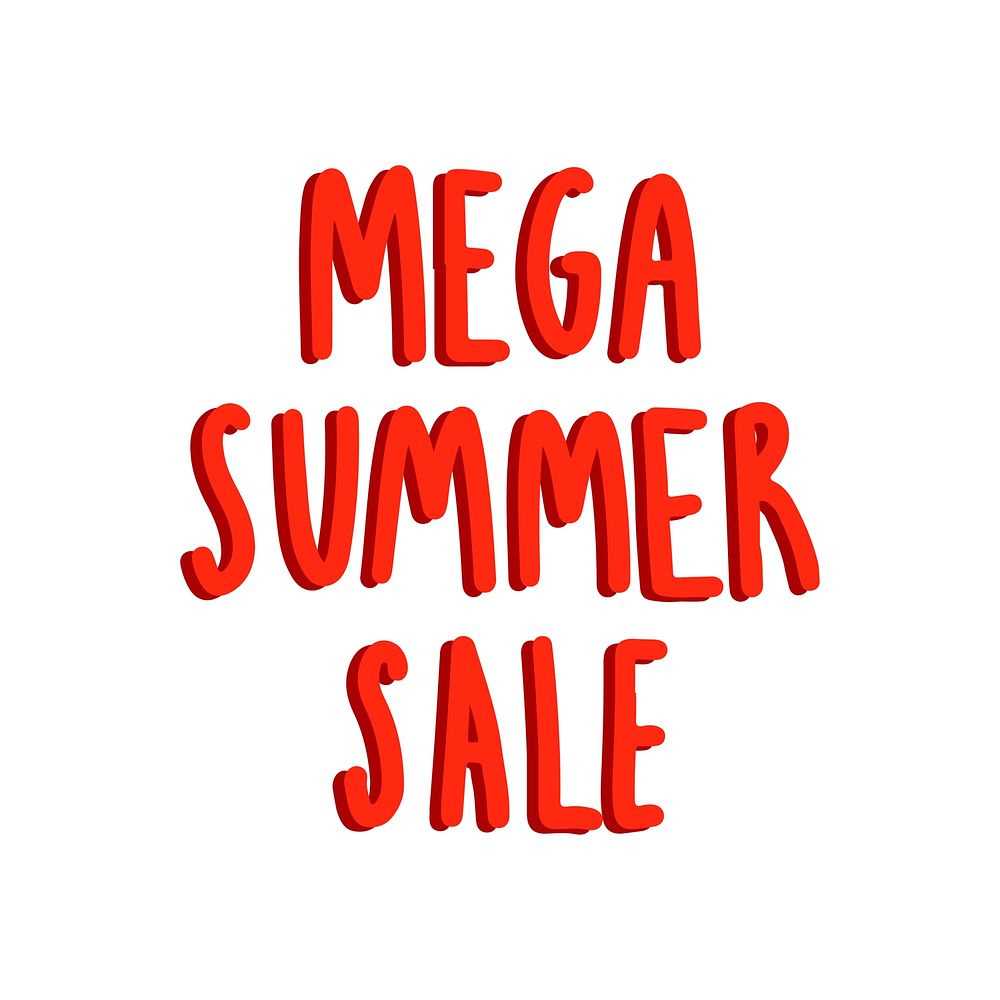 Mega summer sale typography vector