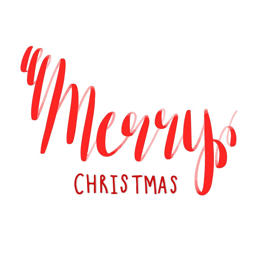 Merry Christmas typography vector in red | Free Vector - rawpixel